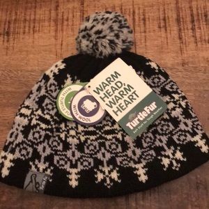 NWT Turtle Fur Hat with pompom